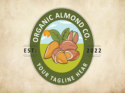 Organic almond hand drawn vintage logo