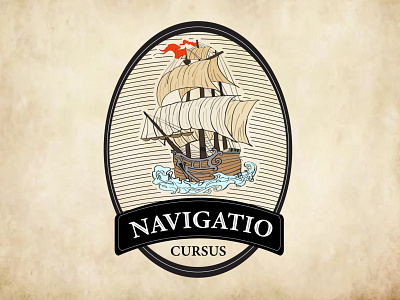 hand -drawn vintage ship navigation logo