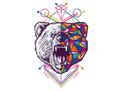 Bear animal head bear geometric geometrical
