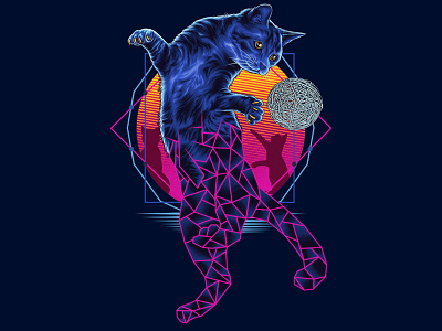 Jumping Cat animal art animal design art artwork cat design geometric illustration