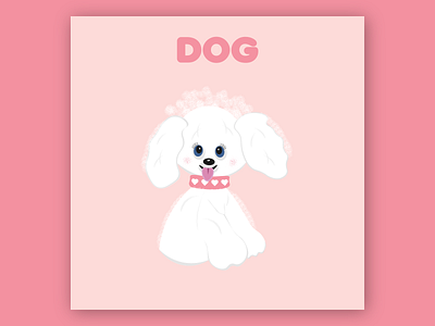 Vector Illustration of Funny Dog Isolated on Rose Background animal baby birthday card cartoon dog flat flyer funny grooming happy isolated kids pet printable puppy rose textile wallpaper white