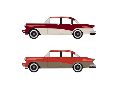 Set Cars in Vintage Retro Style Flat Vector illustrations auto brand business card cars drive easy edit flat flyer isolated logo old poster printable retro set t shirt taxi transport vintage white background