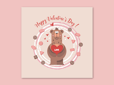 In Love Nice Bear Celebrate Happy Valentine's Day Illustration 14 february banners birthday celebrate chocolates congratulations flyers gift greeting happy hearts love nice bear postcard red romance saint st.valentines day sweet wedding