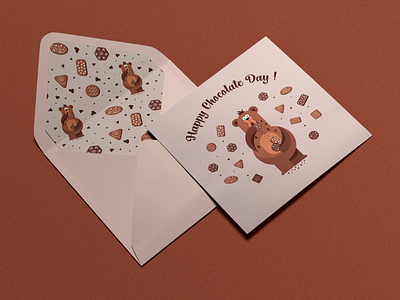 Happy Chocolate Day! Design a cute bear for World Fest. bear birthday biscuits brown cacao celebration chocolate day decoration eat eating food gourmet happy holiday lettering logo postcard script sweet
