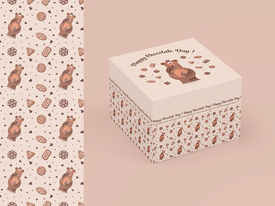 Seamless Pattern a Cute Bear is Eating the Chocolate Biscuits bear birthday biscuit box brown cacao celebration chioccolate cooke eat eating food gift packaging paper pattern seamless textile texture wallpaper