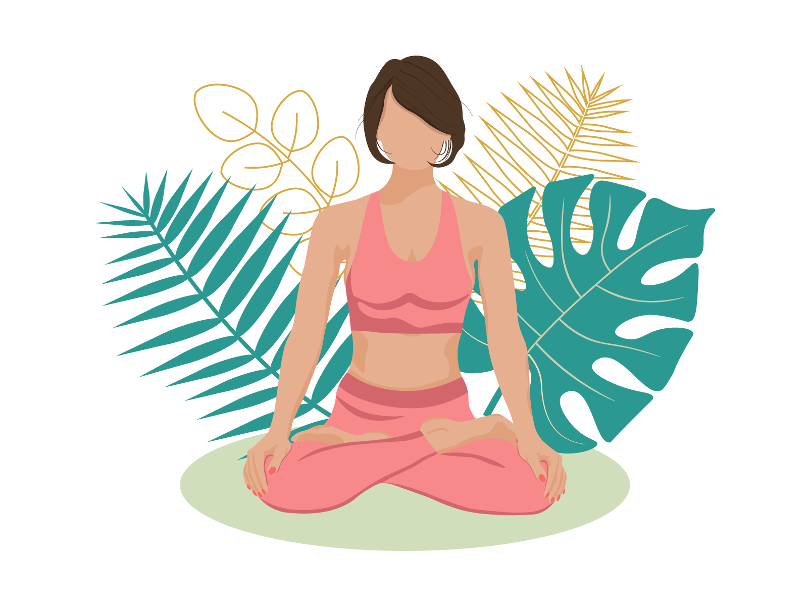 Faceless Vector Woman Meditating, Yoga Lotus Pose in Nature by Alez Design  on Dribbble