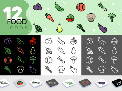 12 Food Line Icons