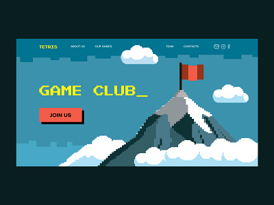 Game club landing page concept concept game club inspiration landing page pixel popular retro trend uiux web design website