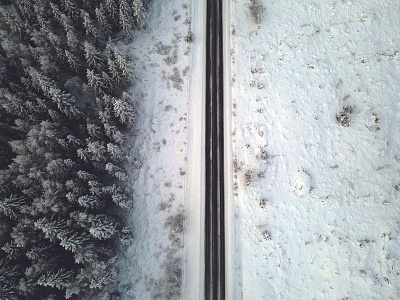 Drone View Winter Road Stock Photo GraphicsMarket.net