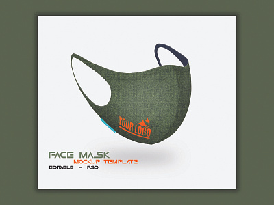 Denim Green Face Mask Mockup Design PSD GraphicsMarket.net creative design face mask mockup graphic graphics graphicsmarket net graphicsmarket.net green face mask logo psd template