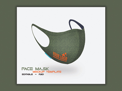 Denim Green Face Mask Mockup Design PSD GraphicsMarket.net