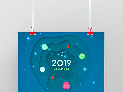 Space Themed Style Calendar Print Template GraphicsMarket.net