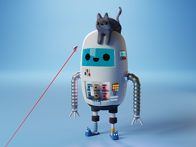 Supply Bot for Cats 3d blender cute robot low poly robot