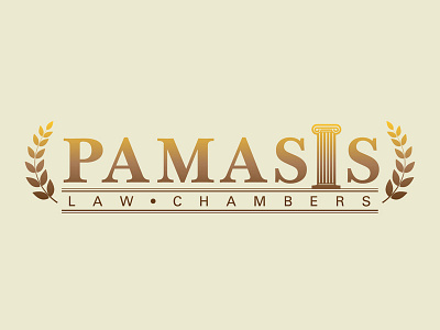 PAMASIS Logo branding chambers corporate golden hipster identity kawal law leaves legal logo oberoi official pamasis pillar royal symbol wreath