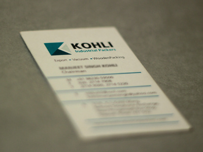 Business Card Front - KOHLI back brand branding business card design identity india industrial k kohli logo print quality slogan swiss thekawaloberoi visiting