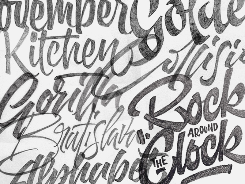 Lettering sketches typography brush script lettering logo type bruslettering