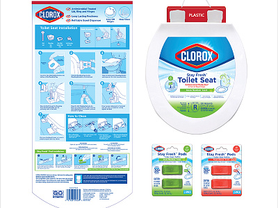 Clorox Stay Fresh Toilet Seats art direction branding creative design designer icon illustration illustrator instruction illustration licensed line extension packagedesign packaging retail packaging