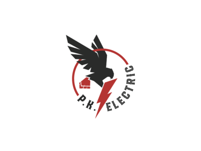 PK Electric badge badge logo electric electrician hawk lightening lightening bolt redtail
