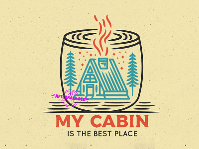 My Cabin icon illustration tshirt vector vintage