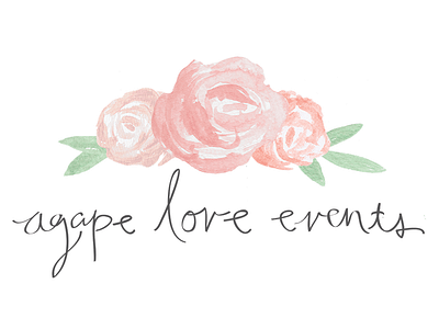 Agape Love Events Logo hand lettering logo peonies watercolor whimsical