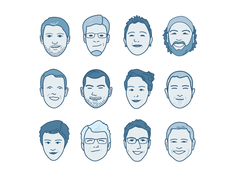 Co-worker Cartoon Faces blue illustration cartoon faces