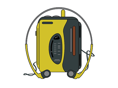Walkman, my old friend 90s technology illustration walkman