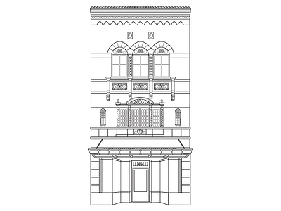 404 E Grace St black and white building illustration line drawn