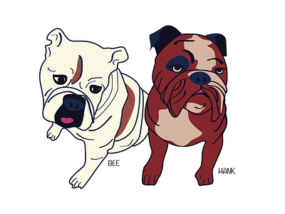 Bee & Hank bulldogs drawing illustration