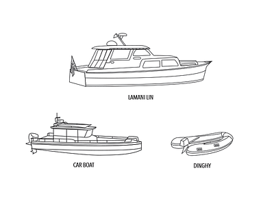 The Commodore's Fleet boat illustration line drawing