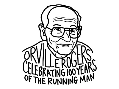Orville Rogers, 100 years of the running man birthday illustration