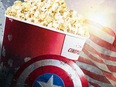 Cinema movies - Captain America bucket camera raw captain america cinema design film movie photoshop popcorn poster