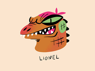 Lionel The Lizard Man character design dnd illustration vibrant