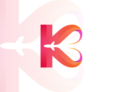 Letter K with love travel airplane branding clean colourful logo company logo creative logo design graphic design gratient logo letter logo logo logo design logo designer logo folio love logo modern logo monogram unique logo vector