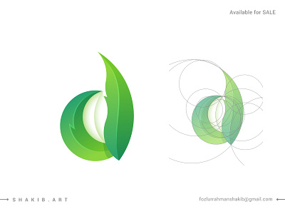 Leaf with d Letter modern logo