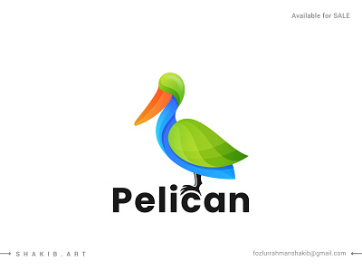 Pelican Modern Logo a b c d e f g h i j k l m animal bird branding clean colorful pelican colourful logo custom logo gradient illustration logo logo design logos modern modern logo n o p q r s t u v w x y z ocean pelican sea vector
