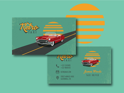 Business card for taxi business card cabriolet car retro