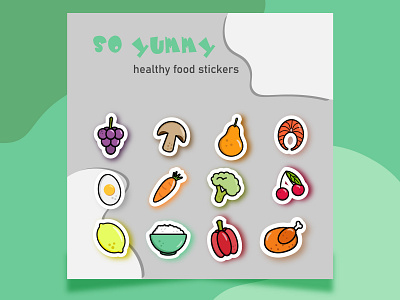 Sooo yummy... healthy food sticker pack food healthy icons set sticker