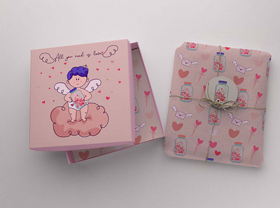 Valentine's day package design cupid heart package pattern valentines day