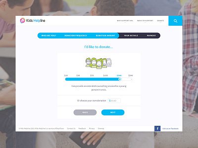Kids Helpline Donation processs clean donate illustration kids process steps ui ux website