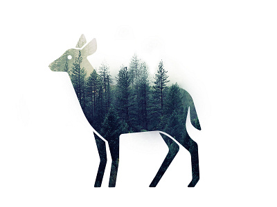 Doe deer doe green icon logo nature trees