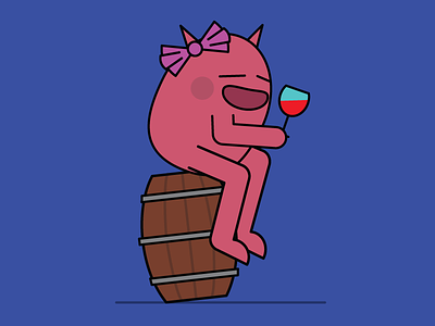 Creature Girl Drinking Wine drinking illustration kegs vector wine