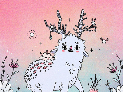 Forest creature 2d cartoon cartoon character cartoon illustration character characterdesign creature cute illustration illustrator pink