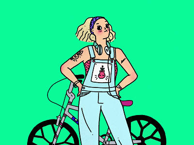 Cyclist 🚲 2d bicycle cartoon cartoon character cartoon illustration character characterdesign girl green greens illustration illustrator