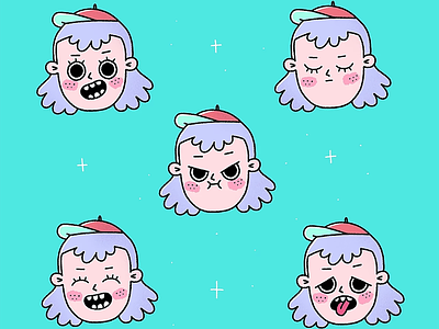 Character expressions 2d cartoon cartoon character cartoon illustration character characterdesign cute expression expressions faces girl green illustration illustrator