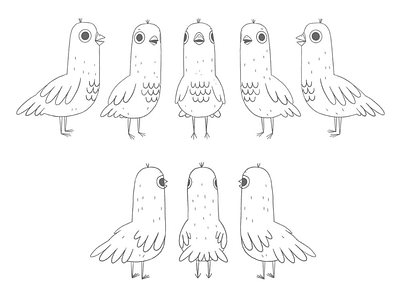 Character poses for animation 2d bird birds cartoon cartoon character cartoon illustration character characterdesign cute illustration illustrator pigeon procreate