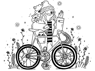 Bicycle 2d bicycle cartoon cartoon character cartoon illustration character characterdesign cute cycling girl illustration illustrator procreate