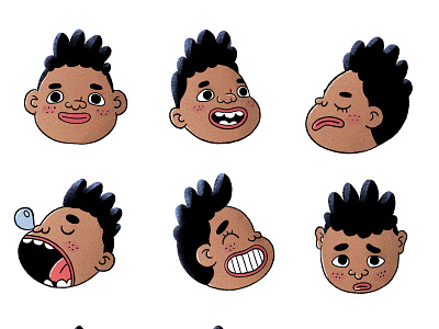 Boy 2d afro boy cartoon cartoon character cartoon illustration character characterdesign cute expresions expression face faces facial expressions illustration illustrator procreate