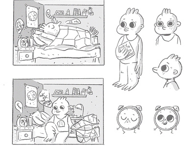 Character concept and storyboard frames