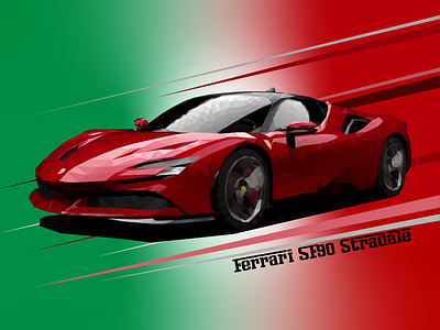 Ferrari SF 90 Stradale automobile beautiful bold car design fast ferrari graphic design illustration italian italy powerful race red speed vector