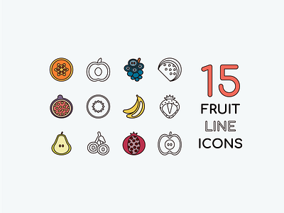 15 Fruit line icons for you! antalya beautiful branding design food fruit graphic design icons illustration lineicons logo newyorkdesigner propernutrition typography ui ux vector wacom
